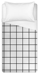 Black and White Grid Twin Brushed Poly Duvet Cover