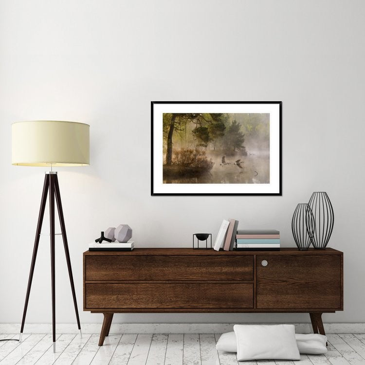 "Goose Fight" Framed Digital Print by Anton Van Dongen, 44x32"