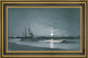 David Johnston Kennedy Entrance to Harbor Moonlight Framed Canvas Print, 27"x18"