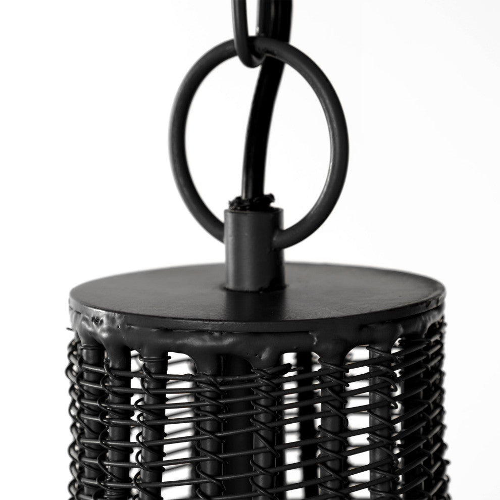 Camila Black Metal Mesh-Style Four Bulb Chandelier