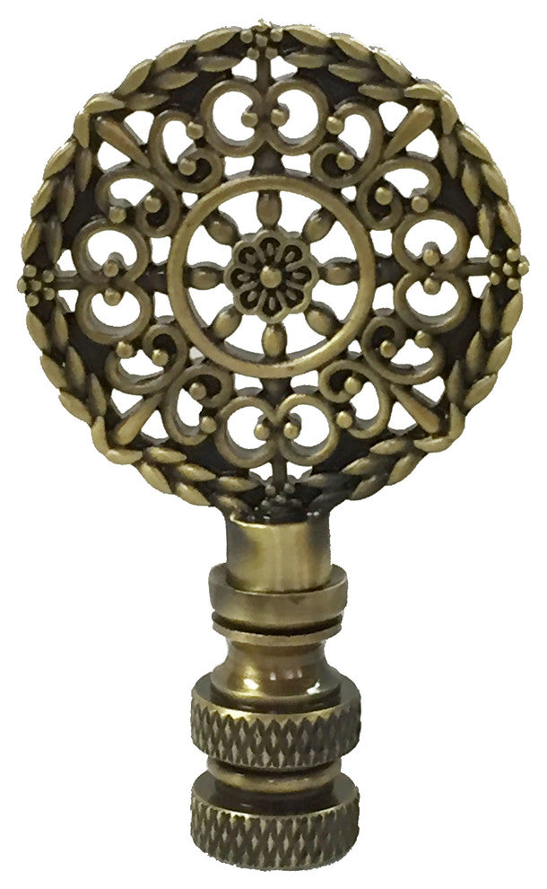 Royal Designs Mandala Filigree Finial, Antique Brass, Single