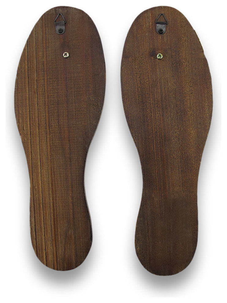 Distressed Finish Antique White Wooden Shoe Sole Wall Pegs