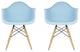 S/2 DAW Light Blue Mid Century Modern Plastic Dining Armchair W/ Wood Eiffel Leg