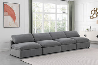 Comfy Upholstered Modular Sofa, Grey, 4-Piece: 4 Armless Chair, Velvet