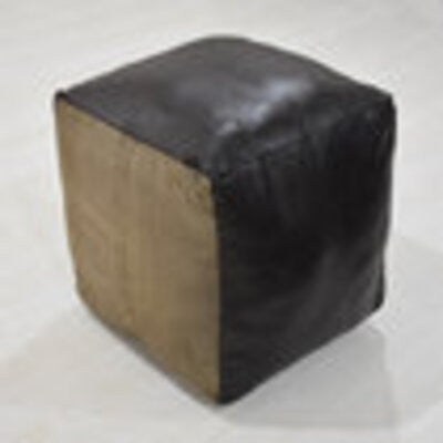 Poufs-Solid Goat Leather Pouf, Handmade (Recycled Cotton Fill), (Square)14x14x14