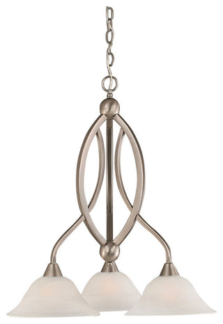 Bow 3 Light Chandelier, 10" White Alabaster Swirl Glass
