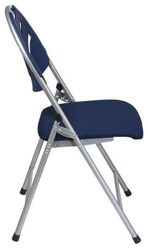 Set of 4 Plastic Folding Chair in Blue and Silver