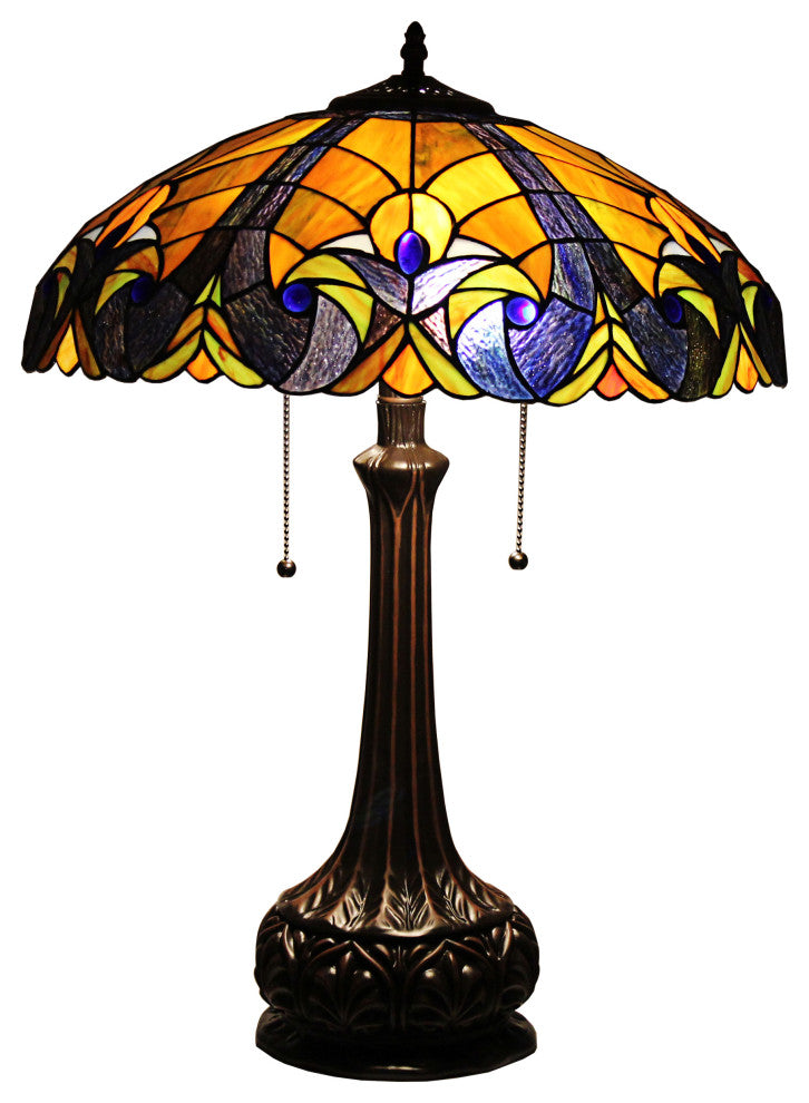 Adalaide Tiffany-Style Victorian Stained Glass Table Lamp 25" Width