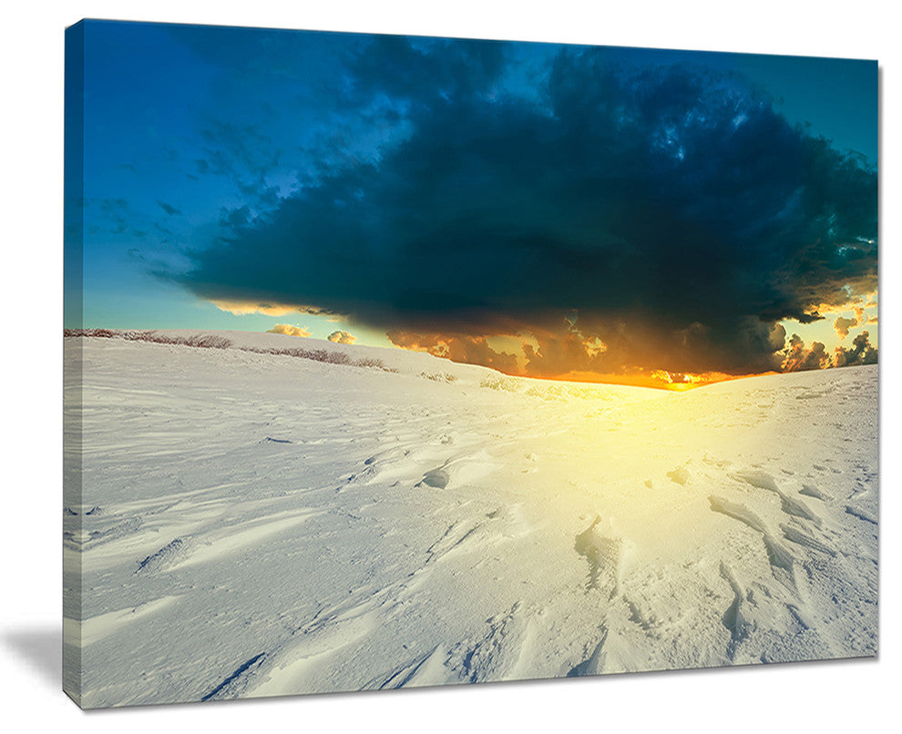 "Sunset Over Snowbound Prairie" Seashore Canvas Art, 20"x12"