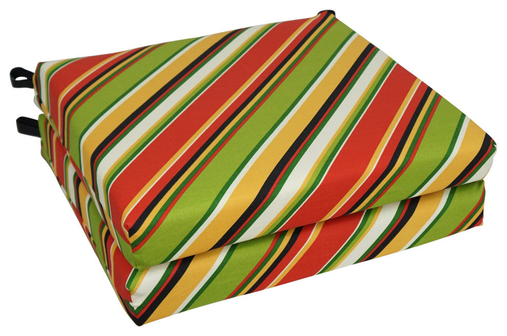 20"X19" Patterned Outdoor Chair Cushions, Set of 2, Browning Garden