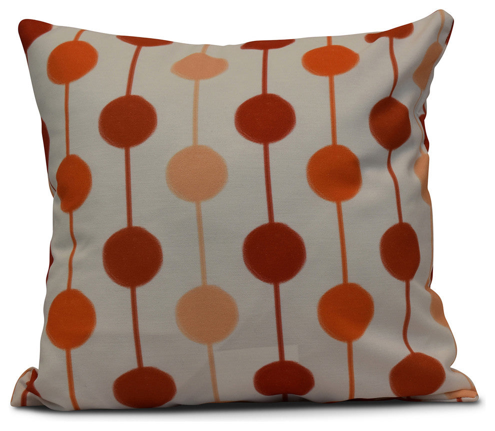 Brady Beads, Stripe Print Outdoor Pillow, Orange, 18"x18"