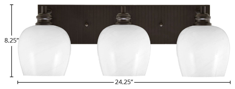 Edge 3-Light Bath Bar, Espresso Finish, 6" White Marble Glass
