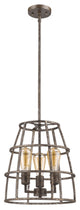 Rebarre 3-Light Antique Silver Drum Pendant With Open Cage Shade