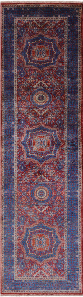 2' 8" X 9' 11" Mamluk Hand-Knotted Wool Runner Rug - Q12508
