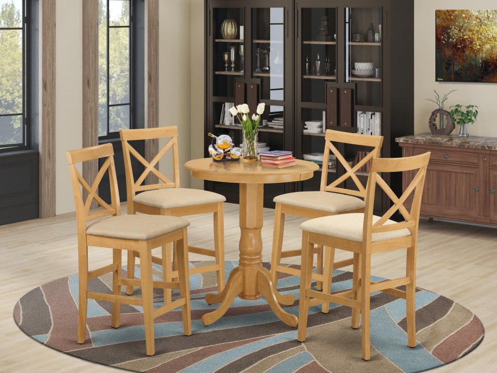 5 Pc Counter Height Pub Set -Pub Table And 4 Counter Height Chairs