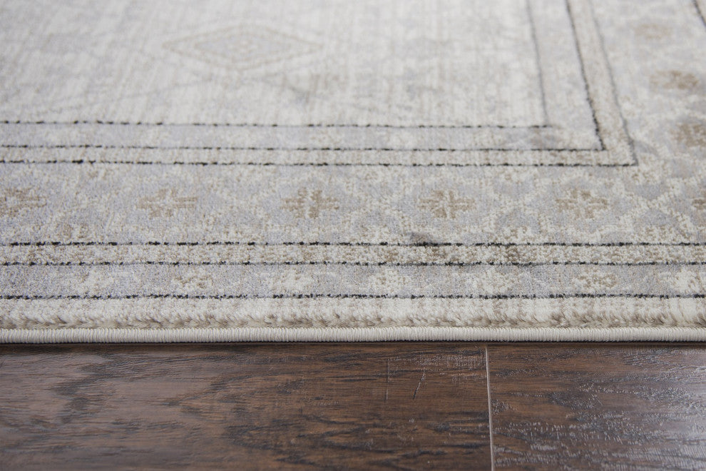 Rizzy Home Panache PN6976 Beige Motif Area Rug, Rectangular 6'7"x9'6"