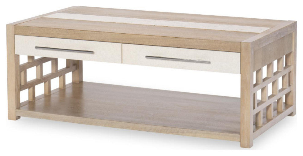 Biscayne Rectangle Cocktail Table With Travertine Insert