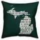 Green Michigan Go Team 16x16 Spun Poly Pillow