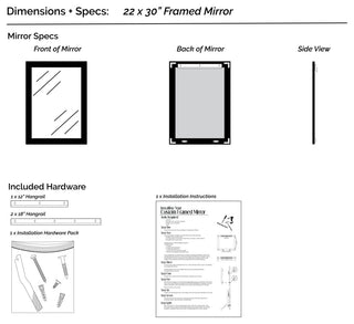 Woodford Framed Wall Mirror, Nickel, 22"x30"