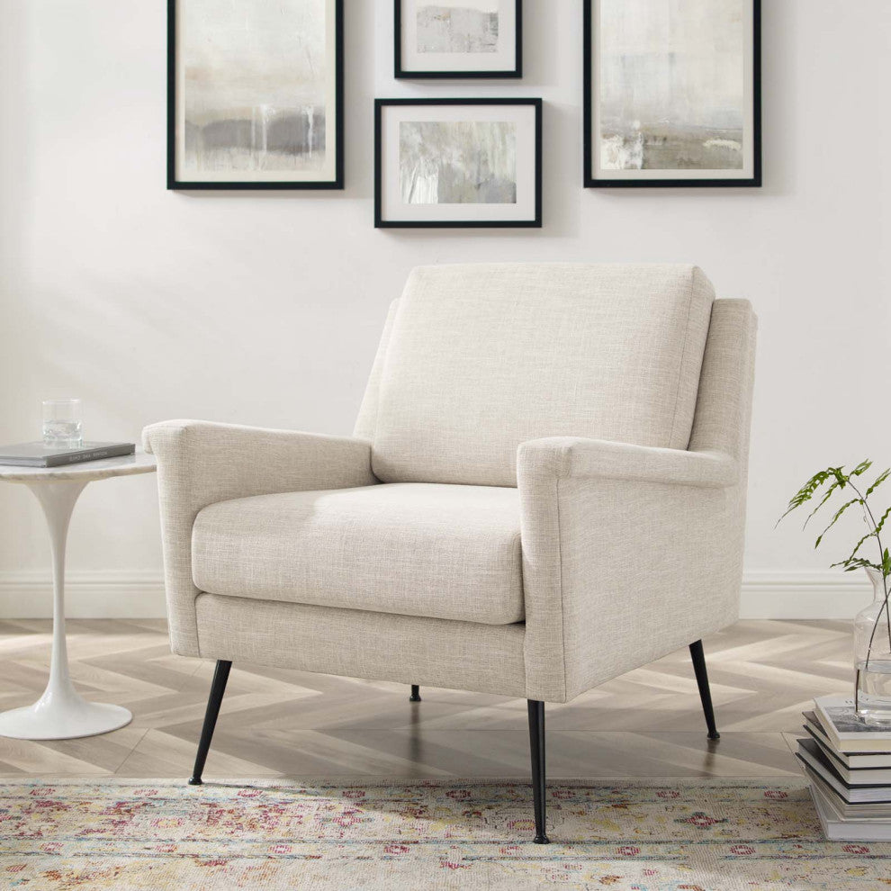 Armchair Accent Chair, Fabric, Black Beige, Modern, Living Lounge Hospitality