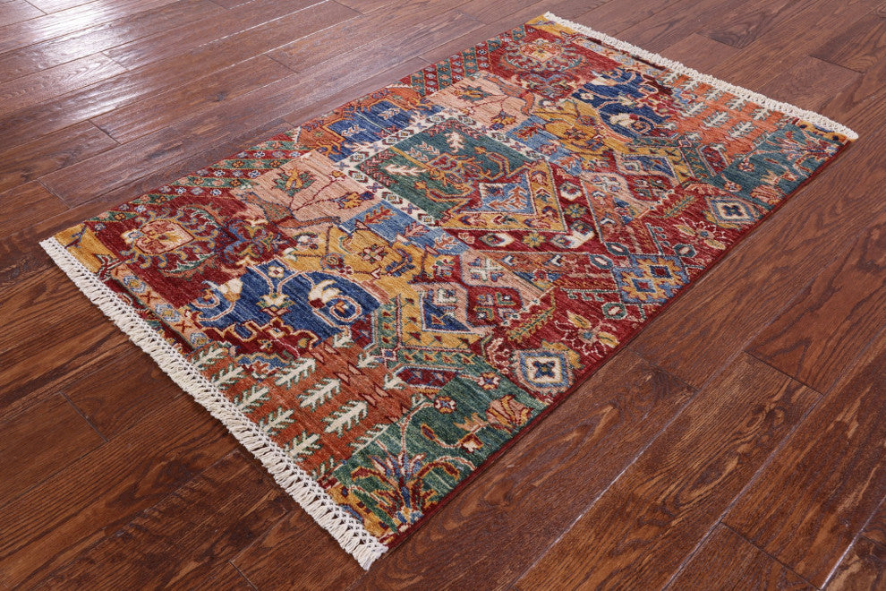 Super Kazak Handmade Wool Rug 2' 9" X 4' 2" Q11252
