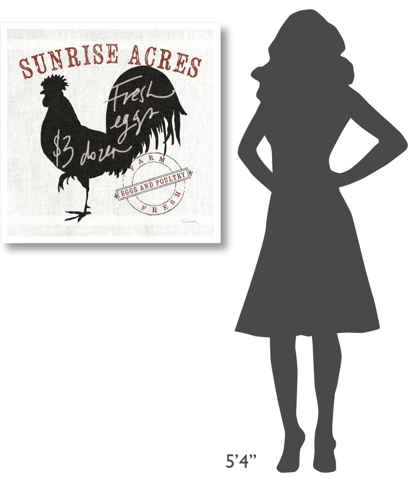 "Farm Linen Rooster Black" Digital Paper Print by Sue Schlabach, 32"x32"