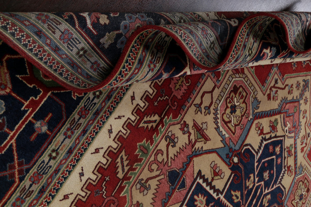 Carpet Handmade Indian Heriz Oriental Traditional Area Rug, Red, 17'11"x12'0