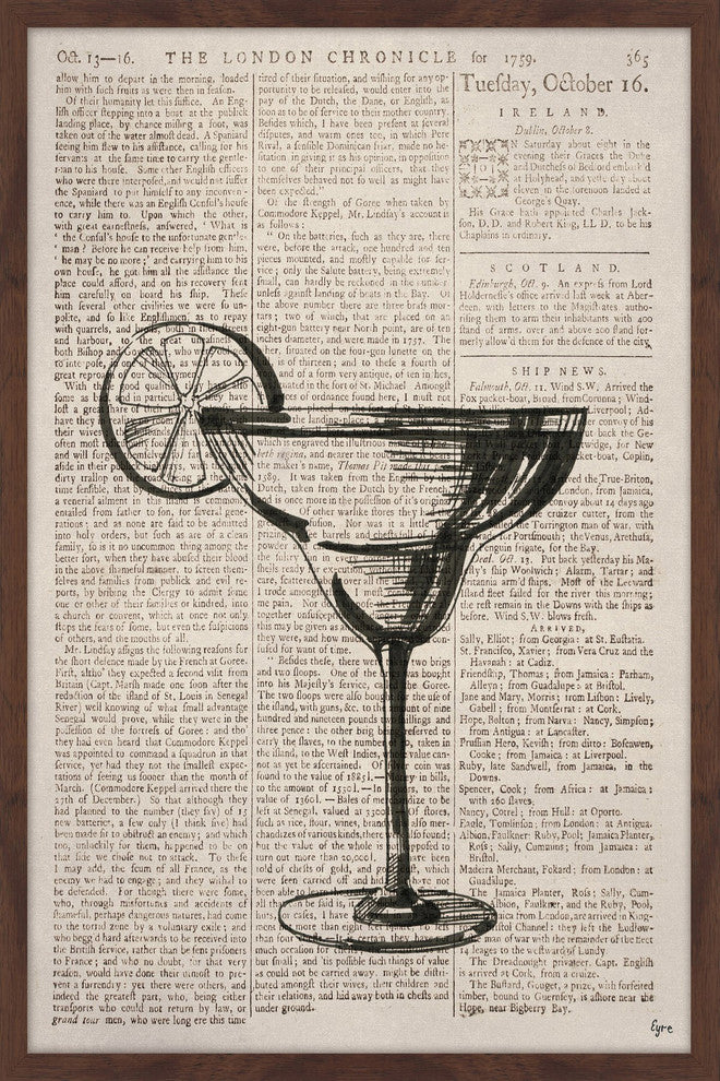"Margarita Outline" Framed Painting Print, 16"x24"
