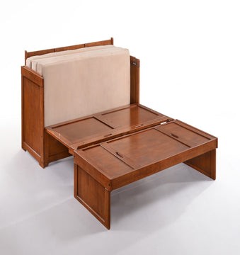 Murphy Cube Cabinet Bed With Mattress, Cherry, Twin, Pre-Assembled