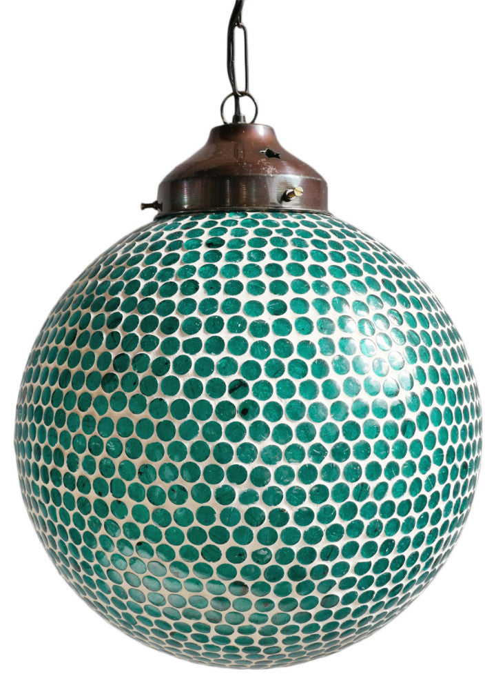 Blue Mosaic Globe Pendant, Small