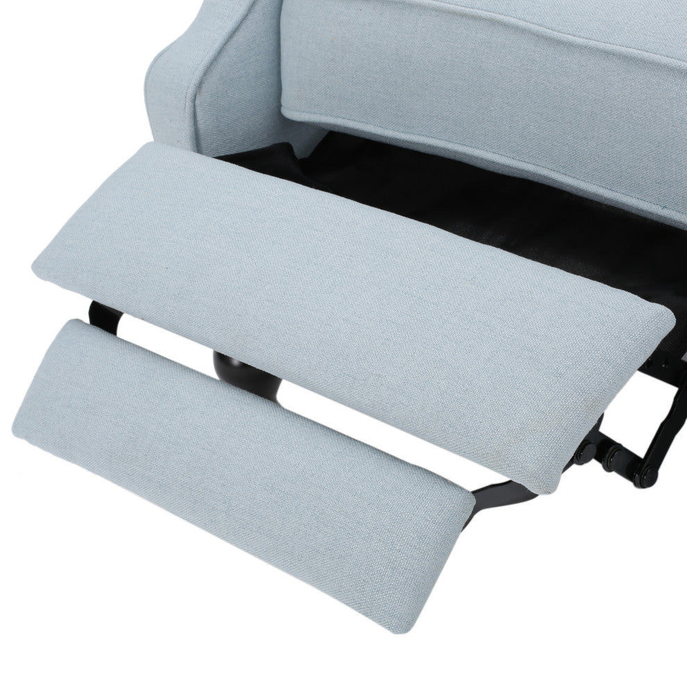 GDF Studio Xanthe Tufted Fabric Recliner, Set of 2, Light Sky and Dark Brown