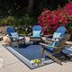 Malibu Outdoor Acacia Folding Adirondack Chairs and Cushion, Set of 4, Navy Blue
