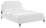 Sienna Performance Velvet Queen Platform Bed, White