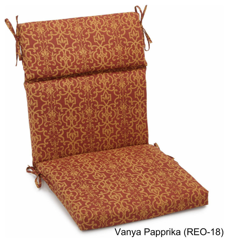 22"x45" Spun Polyester Squared Seat/Back Chair Cushion, Vanya Paprika