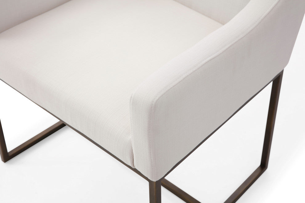 Modrest Basel Off White and Copper Antique Brass Dining Chair