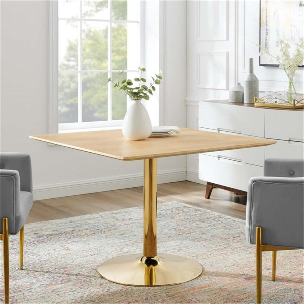 Verne 40" Square Dining Table Gold Natural -4756