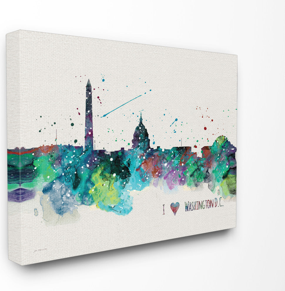 I Love DC Paint Splatter, 16x20, Stretched Canvas Wall Art