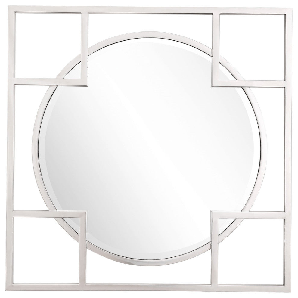 Silver Square Accent Metal Mirror