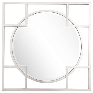 Silver Square Accent Metal Mirror