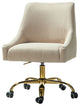Upholstered Swivel Task Chair With Golden Base, Tan