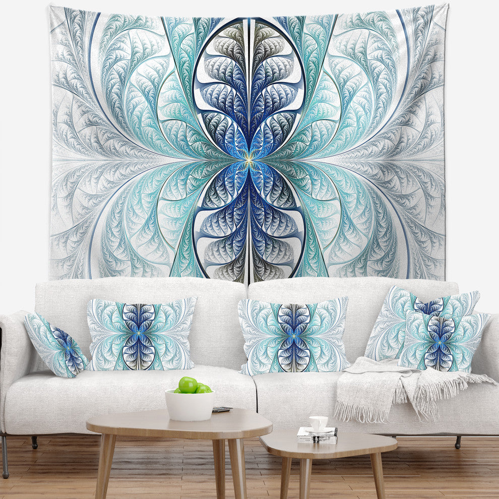 Light Blue Stained Glass Texture Abstract Wall Tapestry, 80"x68"