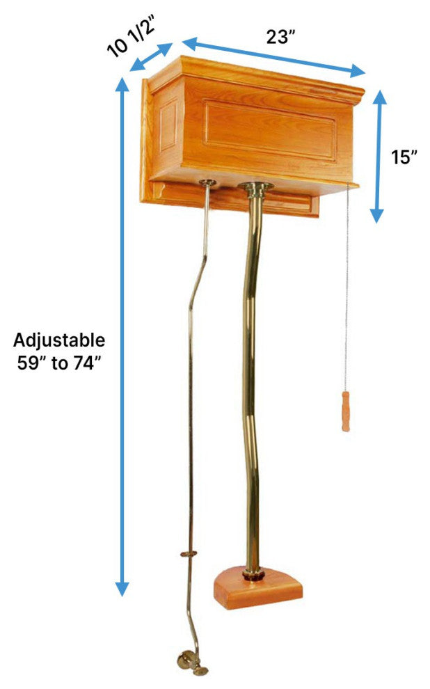 Conversion Kit Z-Pipe High Tank Toilet, Cherry Chrome, Light Oak, Brass