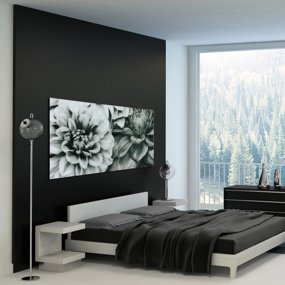 "Blossoms" Flower Wall Art Frameless Free Floating Tempered Glass