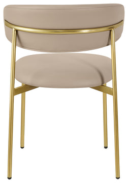 Lupita Vegan Leather Dining Chair, Set of 2, Taupe, Brushed Gold Finish
