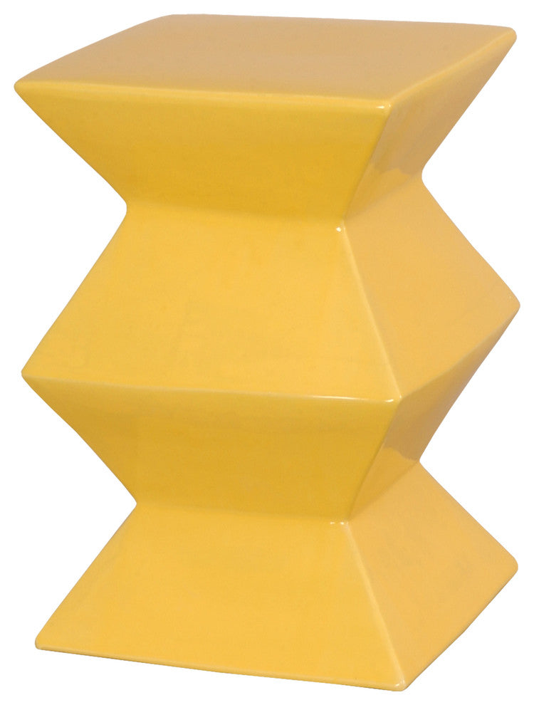 Emissary Zigzag Garden Stool, Yellow