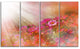 Little Red and Pink Flowers Spring, Floral Canvas Artwork, 48"x28", 4 Panels