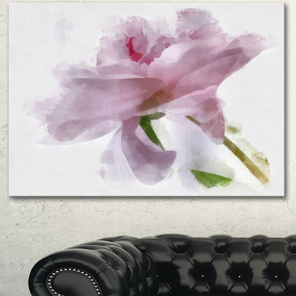 Light Blue Flower with Paint Splashes, Large Floral Canvas Artwork, 40"x30"