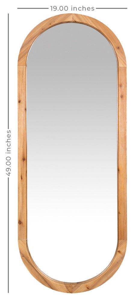 Oval Shaped Wooden Full Length Wall Mirror