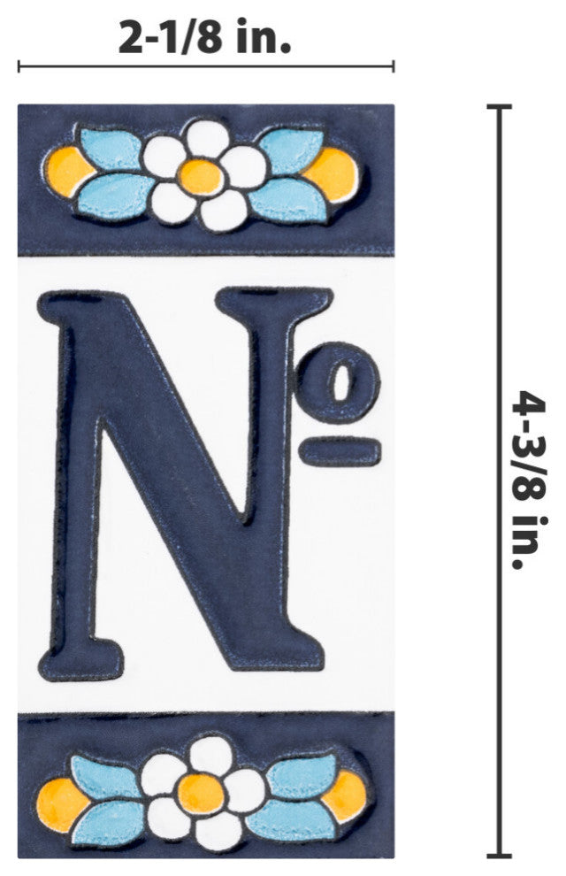 Sevillano Flora Letters 2-1/8 in. x 4-3/8 in. Ceramic Wall Tile, No.