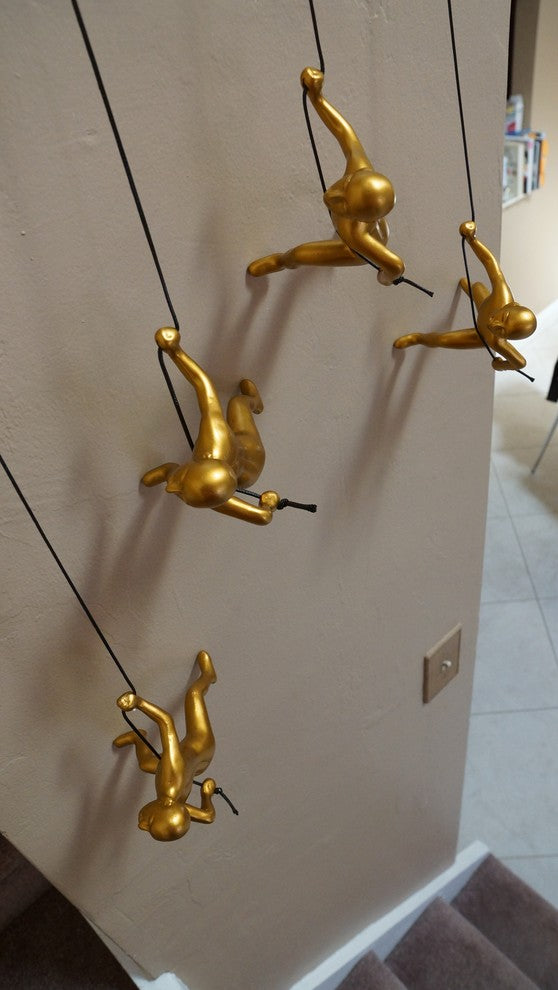 Climbing Man Wall Art Hand Made Position # 1, Gold, 1-Piece